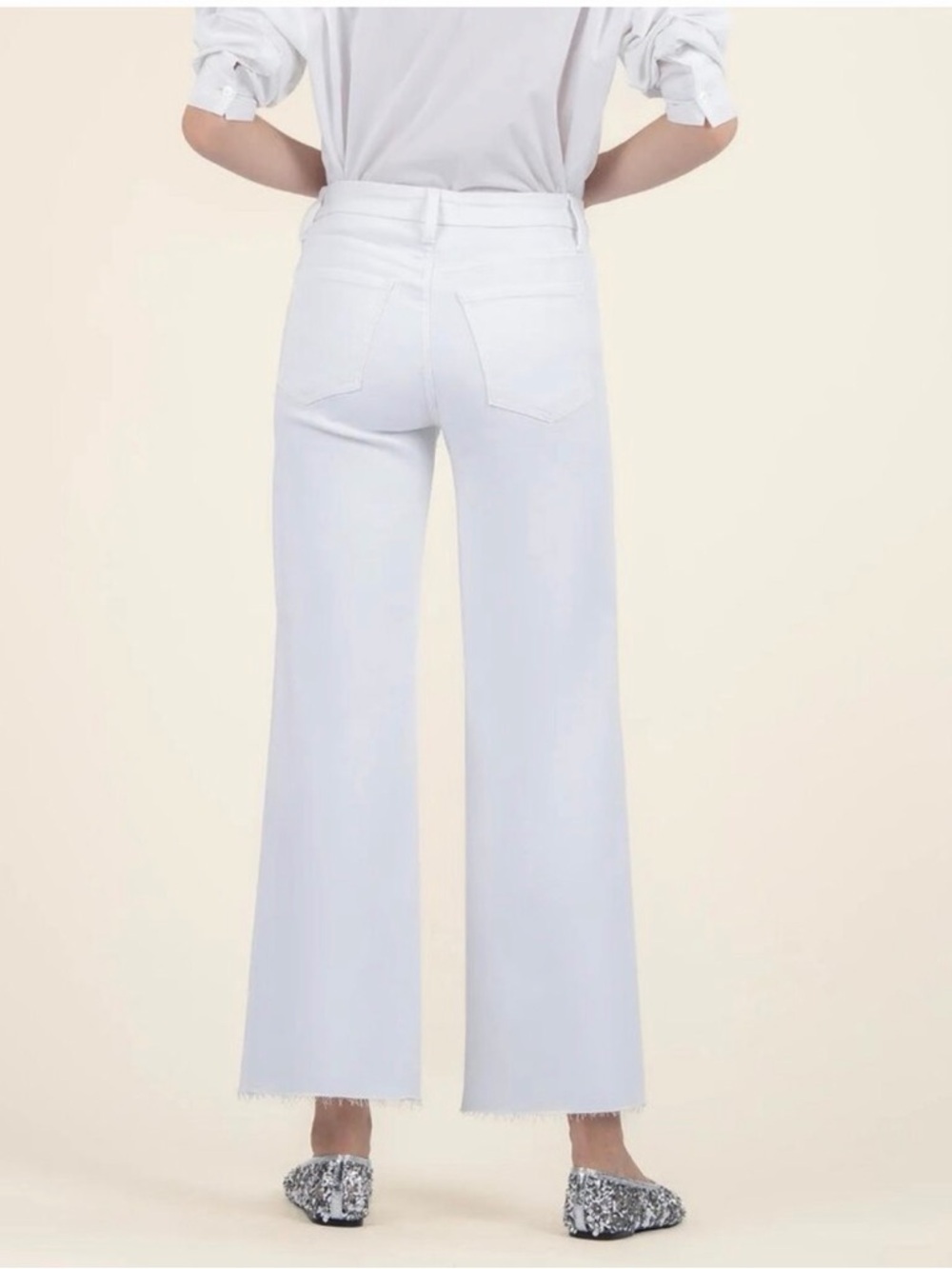 ✨ KUT From The Kloth Meg Fab Ab Wide Leg Crop Jeans White Size 6 - Picture 4 of 8